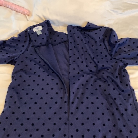 4 for $70.00..Dress, Navy Blue with black polka dots, short sleeves, size XL. - Picture 6 of 7